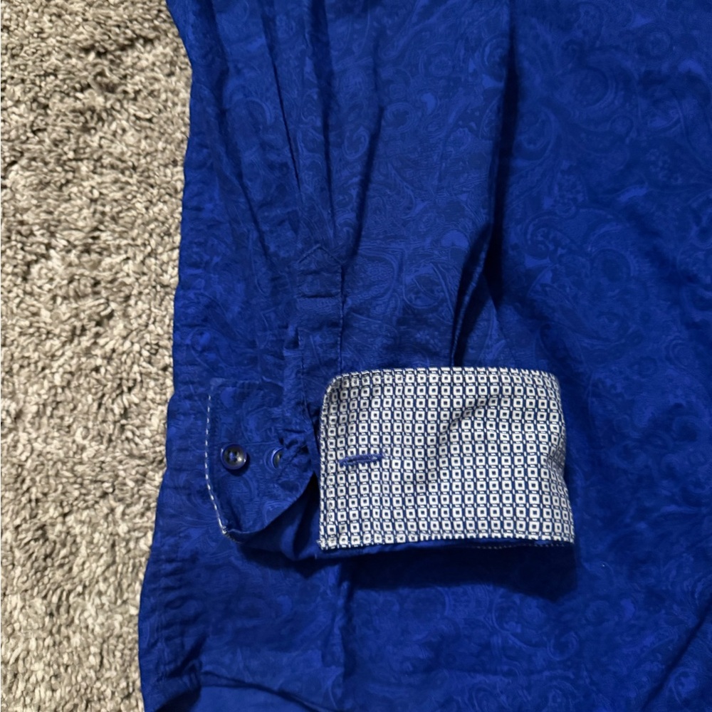 Claiborne Men's Vibrant Blue Paisley Shirt - Picture 4 of 4